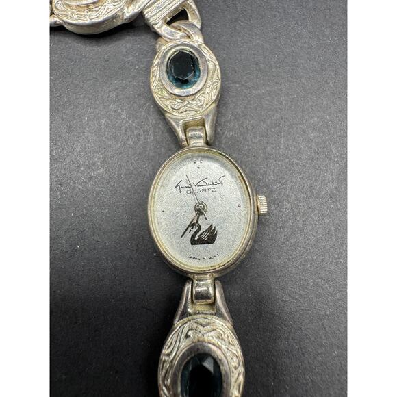 Vtg Gloria Vanderbilt Swarovski Crystal Sterling Silver 925 Blue Gem Fancy Watch - Picture 1 of 13